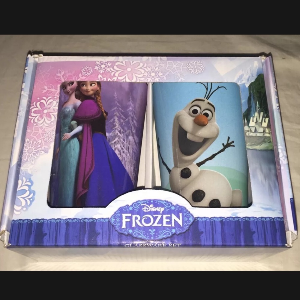 New Set of 2 Disney Frozen Elsa Anna Olaf Pint Glasses 16oz